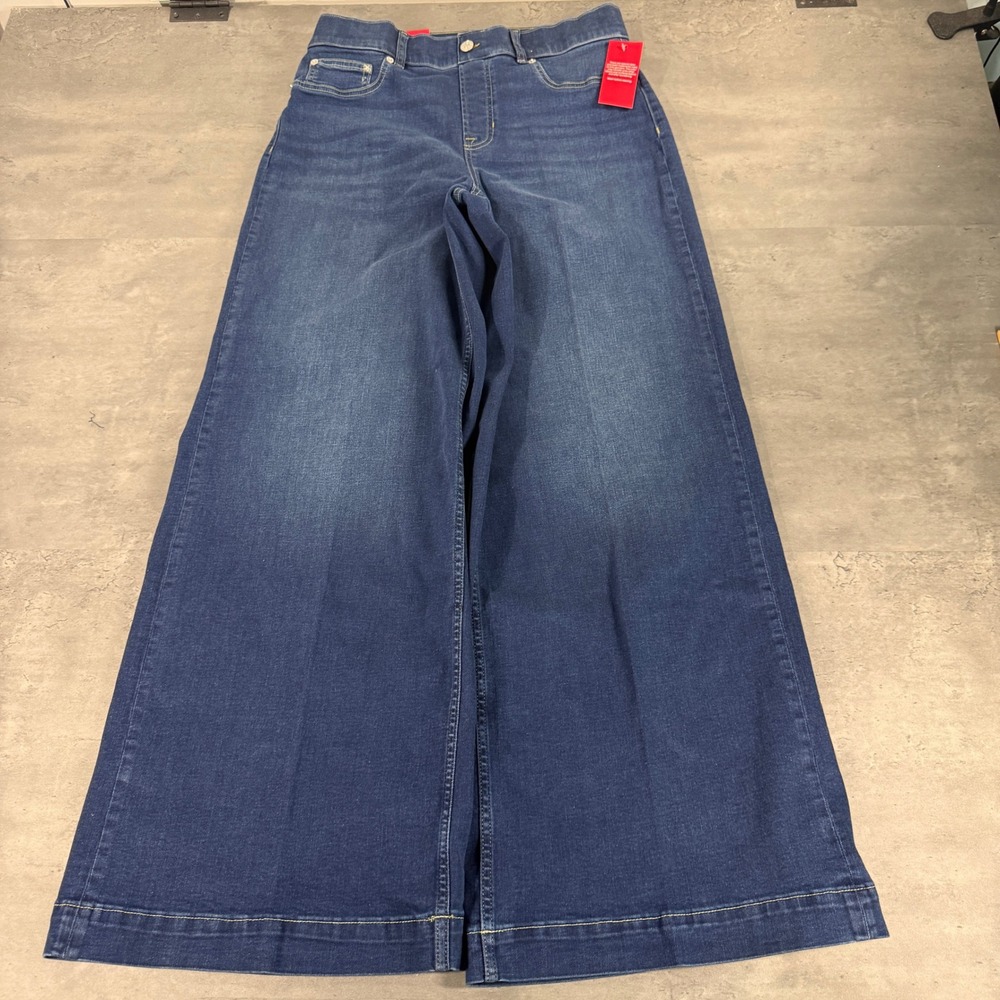 Spanx Jeans Women Large 31x31 Everywear Jean 2.0 Blue Wide Leg Stretch NEW‎
